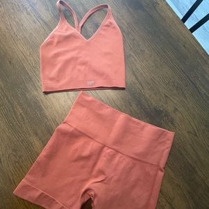 SET Active Crop and Bike Shorts in Orange